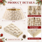 Soulchen 30 Inch Christmas Tree Collar Beige Xmas Tree Skirt Ring Jacquard Velvet Foldable Christmas Base Cover for Xmas Base Stand Cover Holiday Party Indoor Home Decorations - Image 2