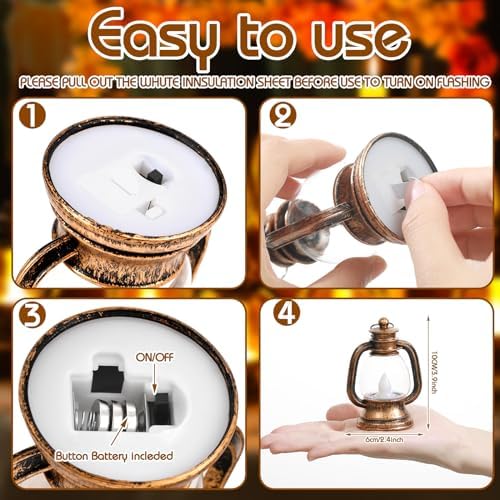 Ferraycle 48 Pcs Mini Lanterns 4 Inch Retro Gold Lamp Table Centerpieces - Image 3