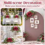 Suncalla 2 Pcs Artificial Peony Eucalyptus Floral Swag for Arch, Red - Image 5