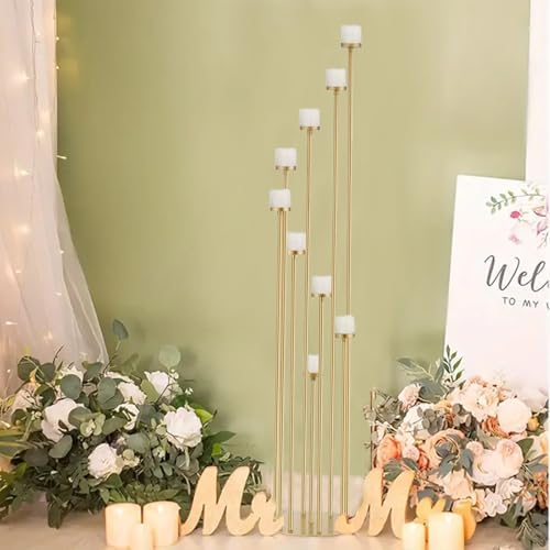 10pcs 9 Arm Gold Candelabra, Fit for Flameless or Wax - Image 5