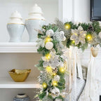 WANNA-CUL Pre-Lit 6ft Silver White Christmas Garland with 30 LED Lights - Image 3