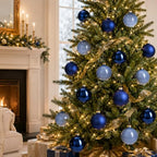 Seenelling 12 Pcs Christmas Glass Ball Ornaments 3.15 Inch, Navy Blue - Image 2
