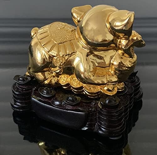 Betterdecor Gold Color Feng Shui 12 Chinese Zodiac Animal Statue Figurine Home Office Decoration and Gift for New Year Holidays and Birthday (Zodiac Pig) - Image 5
