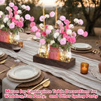 Suncalla 3pcs Pink White Fake Kiku Flowers Mason Jar Table Centerpiece - Image 5