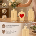 TBWIND 3 Pack Yellow Heart Ceramic Vases, I Love U Decor Vases - Image 2