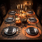 Pickmesh 12 Pcs Halloween Table Decor Orange Black Spiderweb Placemats - Image 6