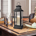 Serene Spaces Living Black Decorative Hurricane Lantern with Clear Glass Panels, Medium Indoor Outdoor Lantern for Porch, Events, Parties & Tabletop Decor, 5" Square & 15" Tall, Pack of 4 - Image 2