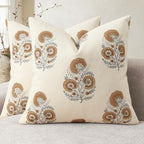 YCOLL Vintage Floral Print Euro Sham Pillow Covers 24x24 Set of 2 Accent Decorative Cushion Covers Modern Farmhouse Throw Pillow Covers for Bed Sofa Couch Chair Living Room Home Decor, Cognac Brown by PillowCoversExpert