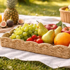 Rectangular Wicker Tray for Decor 15x10 in, Handwoven Seagrass Rattan Tray with Scalloped Edge for Kitchen Bathroom Living Room, Large Rattan Basket Storage Home Décor - Image 5