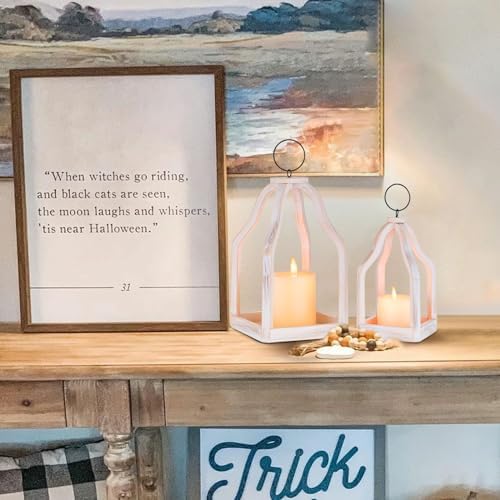 Wood Lantern Decorative Indoor, 2Pcs Farmhouse Candle Holder - Image 5
