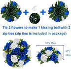BLOSMON Royal Blue Artificial Flowers: 6 Pcs Fake Roses Flower Ball Centerpieces for Wedding Dinning Table - Faux Silk Kissing Bouquet Floral Arrangement for Home Party Event Decor - Image 4