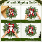 Christmas Wreath with Lights 24", Christmas Wreaths for Front Door, 50 LED - Image 6