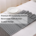 Black White Plaid Gingham Ruffle Table Runner Cabinet Cover 13"x108" - Image 5