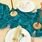 8 Pack Teal Green Cheesecloth Table Runner 120 Inch Boho Wedding Decor - Image 5