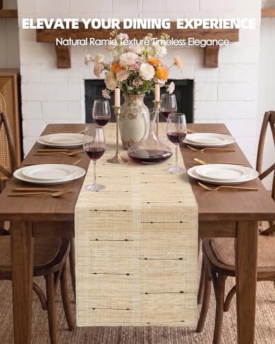 Table Runner, 13.8" × 72", 100% Natural Ramie, Handwoven - Image 3