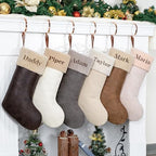 GEX Personalized Christmas Stockings Custom Name 5 Pack Embroidery for Family with Names 20 Inch Large Luxury Xmas Stockings Fluffy Cuff Pleather Decor Ornament Fireplace Decorations (Set of 5) - Image 2