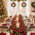 2 Pcs 9 ft Christmas Ball Ornament Garland, Red - Image 5
