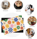 70s Placemats Set of 6, Boho Botanical Floral, Kitchen Decor Dinner Indoor Vintage Hippie Chic Table Runner, 12x18 Inches - Image 6