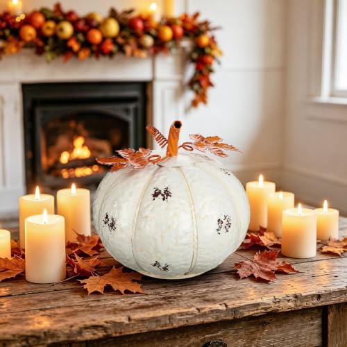 Metallic Fall Pumpkin Decor, Handcrafted Harvest Autumn Table Accent - Image 3