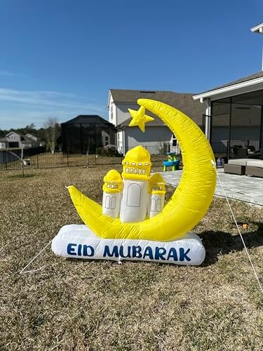 Islamic Holiday Decor Reversible Ramadan and Eid Masjid Crescent Inflatable - Vibrant Islamic Festival Decoration for Celebrating Ramadan and Eid Al-Fitr, Indoor and Outdoor Use - Image 3