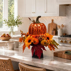 Svndlyn 15 Inch Lighted Fall Pumpkin Arrangement with Pumpkin, Daisies - Image 4
