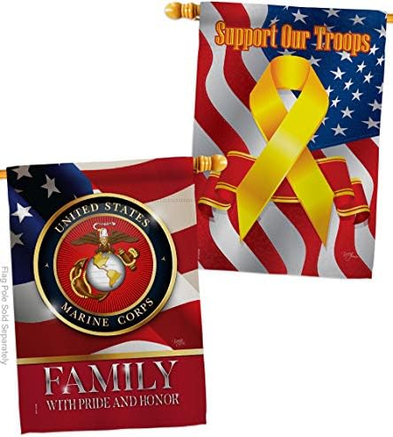 US Marine Family Honor House Flag - Pack Armed Forces Corps USMC Semper Fi United State American Military Veteran Retire Official Support Our Troops - Garden Yard Gift Double-Sided 28 X 40 by Breeze+Decor