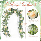 Canlierr 2 Pcs Large Mr & Mrs Sign with Artificial Flower Garland,Champagne - Image 2