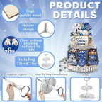 Nuogo 24 Pcs Winter Tiered Tray Decorations Set and 2 Tiered Tray Stand with Handle Winter Table Decoration Tabletop Snowman Snowflake Decorations for Home Farmhouse Hot Cocoa - Image 5