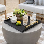 Extra Black Large Serving Tray with Handles for Ottoman,Versatile Shagreen Leather Square Ottoman Tray for Living Room - Image 6
