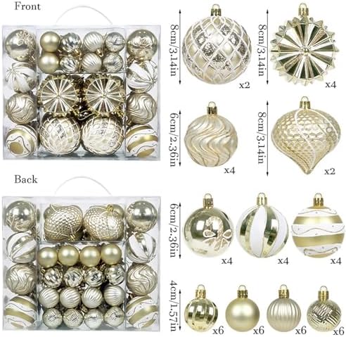 48 Pcs Christmas Balls Ornaments for Christmas Tree, Painted Shatterproof Plastic Decorative Baubles Hanging Ornaments for Xmas Tree Wreath Holiday Party Wedding Decoration, Gold - Image 2
