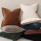 Decorative Chenille Luxury Throw Pillow Covers with Wide Edge, Textured Solid Pillowcases, Soft Velvet Cushion Cover Home Décor for Couch Sofa Chair Bed,20×20 Inch, Set of 2, Burnt Orange - Image 5