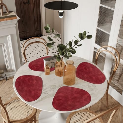 ADRIMER Placemats, Heat Resistant Round Placemats Set of 12 Washable 13 x 17 Inch, Waterproof Table Mats Wipeable for Kitchen, Dining Room Table Christmas Decor, Wine Red - Image 5