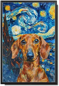 Metal Sign Vintage Tin Sign Dachshund Starry Night Sausage Inquisitive Dachshund in A Celestial Sky for Home Den and Seasonal Displays Corrosion Resistant Aluminum 8×12 Inches with Metal Frame by YmyooForTinSign