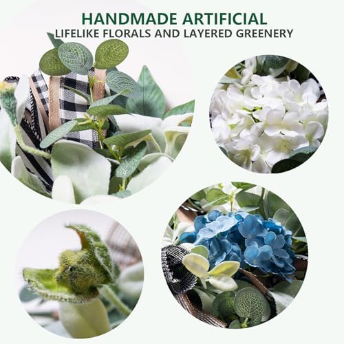 20-22" Hydrangea Wreath for Front Door Year Round, - Image 2