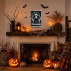 Vintage Metal Tin Sign Halloween Hooded Skeleton Gothic Wall Art for Home Bedroom Office 6×8 Inches with Metal Frame - Image 5