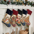 LUBOT 5 Pack Christmas Stockings Set of 5 Large Family Xmas Stocking Embroidered 20" Rustic Traditional Classic Retro Vintage Fireplace Hanging Holiday Decor by LUBOT