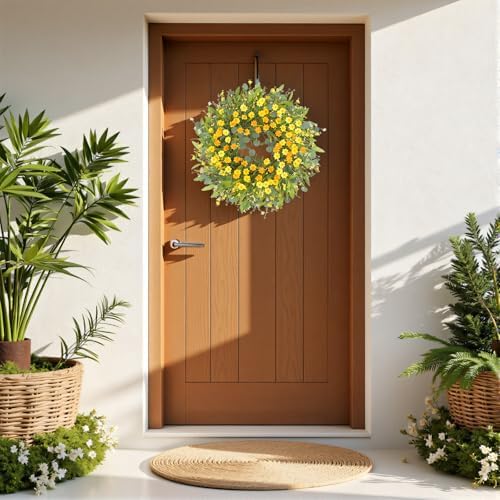 lOKEISNA Summer Wreaths for Front Door, 24" Yellow Daisy Wreaths for Front Door Window Wall Wedding Farmhouse Festival Decor, Handmade Artificial Spring Summer Wreath for Home Decoration - Image 6