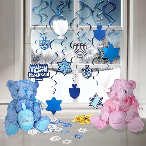 The Dreidel Company Hanukkah Swirl Decorations, Includes 12 Swirls with Foil Hanukkah Cutouts 24" and Swirls Alone Hang 18" Long (96-Pack) - Image 2