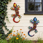 HONGLAND Lizard Wall Decor- 15 Inch Gecko Metal Wall Art Hanging Glass Sculpture, 2 Pack Yard Decorations Outdoor for Garden Fence Home - Image 5