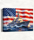 July 4th Patriotic Canvas Wall Art 4th of July USA Decorations American Flag Battleship Picture Wall Decor Independence Day Home Decor 24x32in by HomeifHue