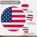 Independence Day Photo Backdrop 12 x 8 ft Large Patriotic American Flag Brick Wall Background 4th of July Decorations for Home Outdoor Banner Polyester - Image 4