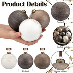 Yunlly 12 Pcs Neutral Christmas Ornament, Bronze Taupe Ivory, 4‘’ - Image 3