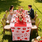 Oudain 2 Pcs Valentine's Day Stretch Table Cover 6 ft Red Heart Tablecloth - Image 6