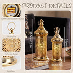 TRIROCKS Ramadan Lanterns Set of 2 10" &12.5" Gold Electric Candle Holders with Timer, Metal Decorative Vintage Lanterns for Indoor/Outdoor Decor, Perfect EID Mubarak Gift - Image 2