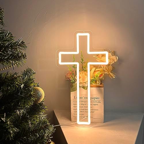Cross Neon Sign, Jesus Led Neon Light for Wall Decor Home Bedroom USB Powered Light-Upside Down Cross Lights for Easter Christmas Wedding Decor - Image 2