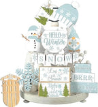 14 Pcs Halloween Tiered Tray Decor Set, Gnome Wood Table Signs (Popular Style) by Unknown