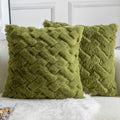 Yaertun Set of 2 Decorative Throw Pillow Covers Thick Plush Wool Throw Pillows Super Soft Luxury Faux Rabbit Fur Velvet Cushion Covers for Couch Sofa Bed Living Room 24x24 Inch Olive Green by YAERTUN