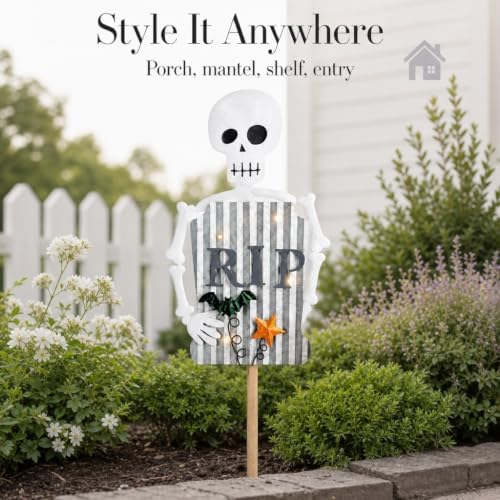 Mud Pie Led Tin Skeleton Yard Stake, Garden Accessories, Seasonal Home Decor, Holiday Giftable Decor - Image 6
