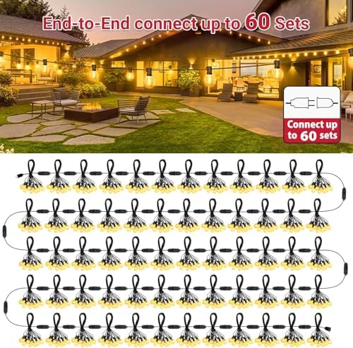 LAMPHOME 2PACK Yellow Outdoor String Lights, 26FT 13 G40 Gold Shatterproof Patio Lights, IP65 Waterproof Dimmable Connectable Globe LED Hanging Lights for Backyard, Bistro, Porch, Deck, Balcony - Image 6