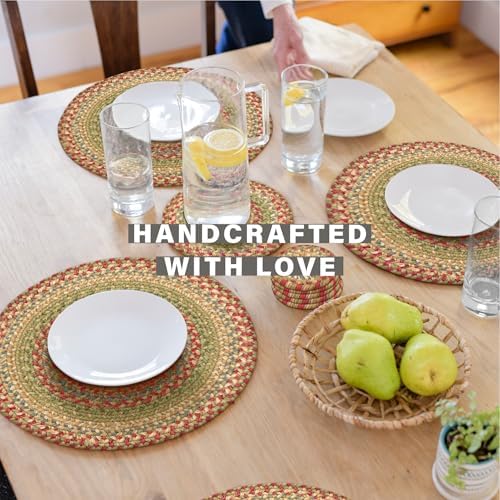 Homespice Azalea Braided Placemats Ideal as Table Mats, Round 15" Set of 2 - Image 3
